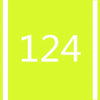 A bright lime green square with the number 124 in white font.