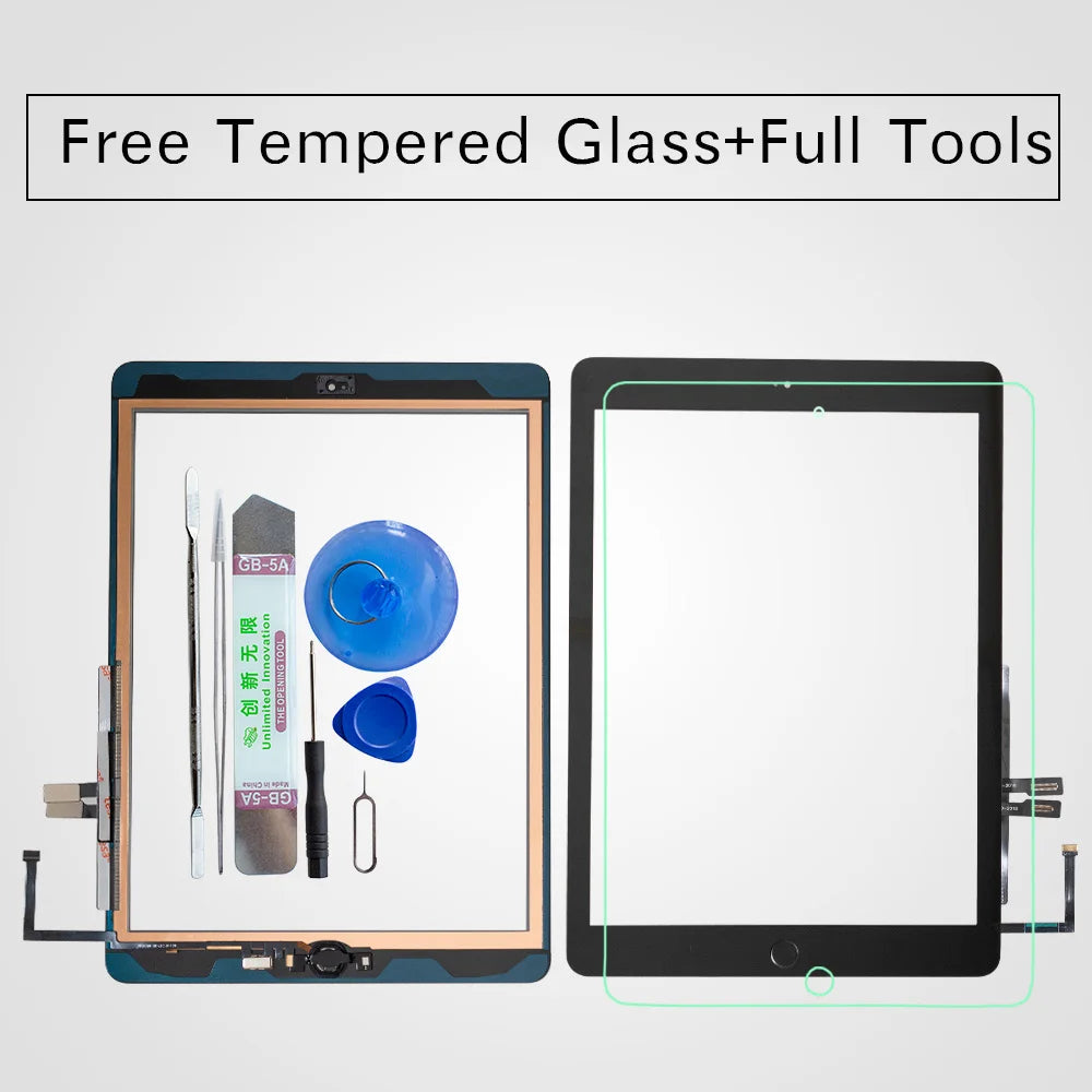 Kit con vidrio templado y herramientas completas para reemplazo de digitalizador de pantalla táctil de iPad 6.