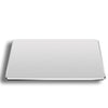 A rectangular, silver aluminum mouse pad with rounded edges.