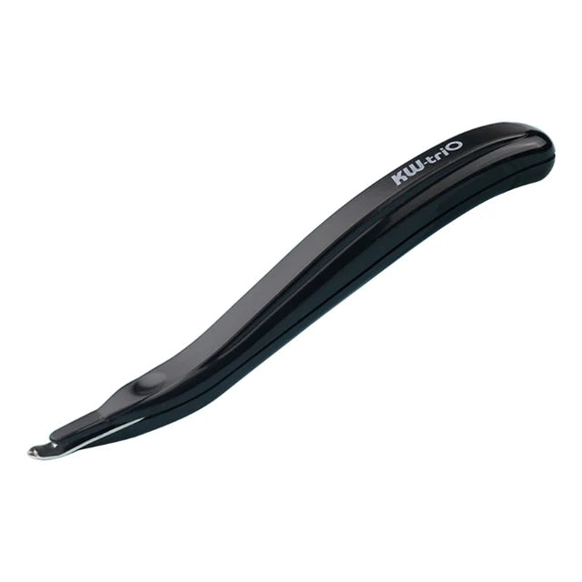A black magnetic staple remover tool with a long handle and push-button action.