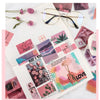 A collection of pink and purple butterfly wings PET stickers for scrapbooking and journaling displayed on a white paper.