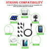 Colección de nueve conectores y cables de diferentes tamaños, demostrando gran compatibilidad para productos electrónicos de 