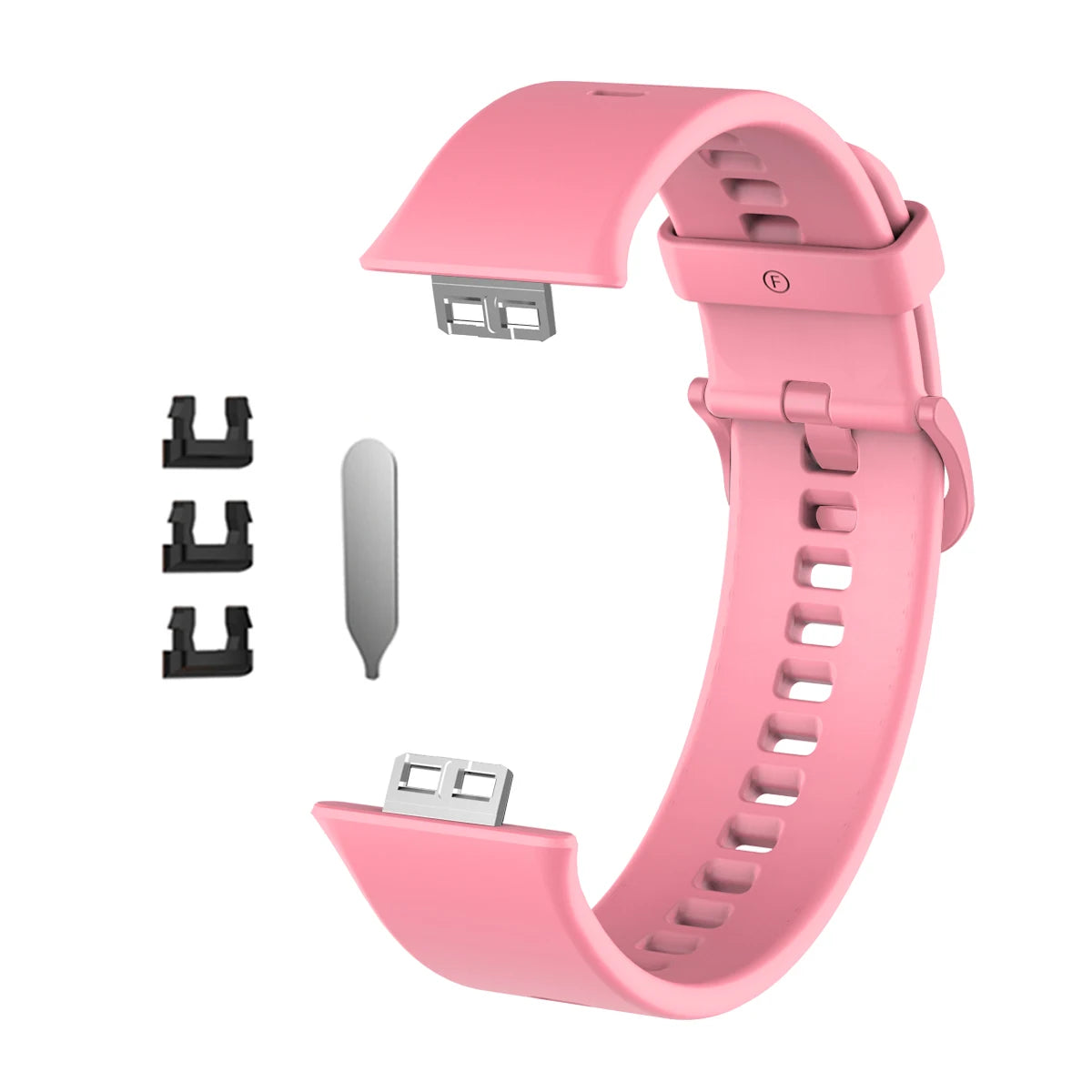Pinkes Silikonarmband mit Schnalle und Riemen zusammen mit Ersatzteilen