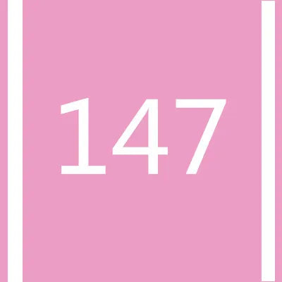 A pink rectangular background with the number 147 written in white.
