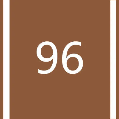 A brown rectangular background with a white vertical stripe and the number 96 centered on it.