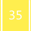 A yellow square with vertical white stripes and the number 35 in white.