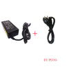 Adaptador de corriente universal para portátil negro con enchufe y cable etiquetado como ENCHUFE EU.