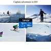 Four panels showing adventure activities captured in HD, including sailing, skiing, and skydiving.