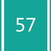 A teal square with a white number 57 centered on it.