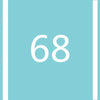 A teal square background with the number 68 in white.
