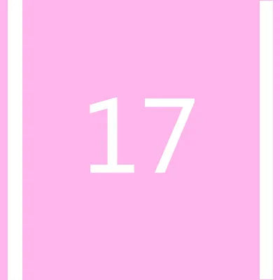 A pink square background with a white number 17 centered on it.