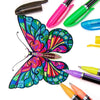 A collection of 12 colorful glitter gel pens in various colors like pink, green, blue, and black are displayed on a white bac