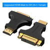 محول ومكيف أسود وذهبي لتحويل موصلات HDMI ذكر إلى DVI أنثى.