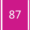 A magenta square with a white number 87 centered on it.