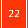 Orange square background with white number 22 on the left and right borders.