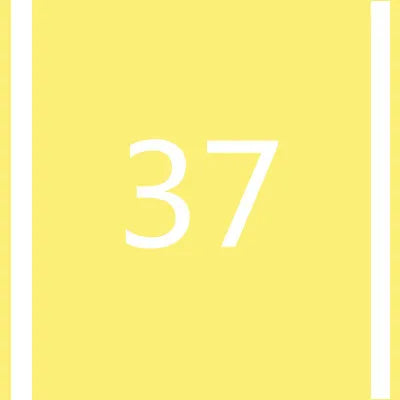 A yellow vertical stripe background with the number 37 in white.