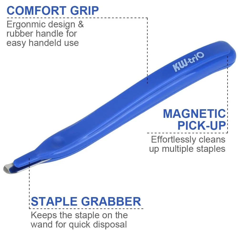 Blue KW-triO magnetic staple remover tool with a comfort grip and staple grabber.