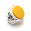 Clear plastic arcade push button game switch with a yellow top plunger.
