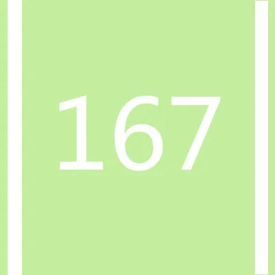A light green vertical stripe with the number 167 written in white on a pale green background.