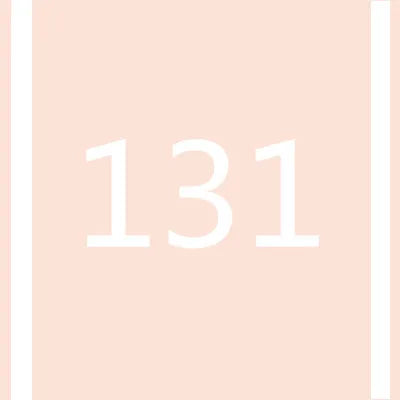 A light pink background with the number 131 centered in white font.