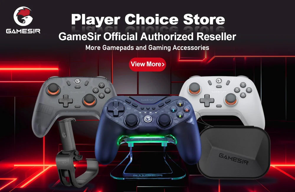 A collection of GameSir official authorized reseller products including gamepads and accessories.