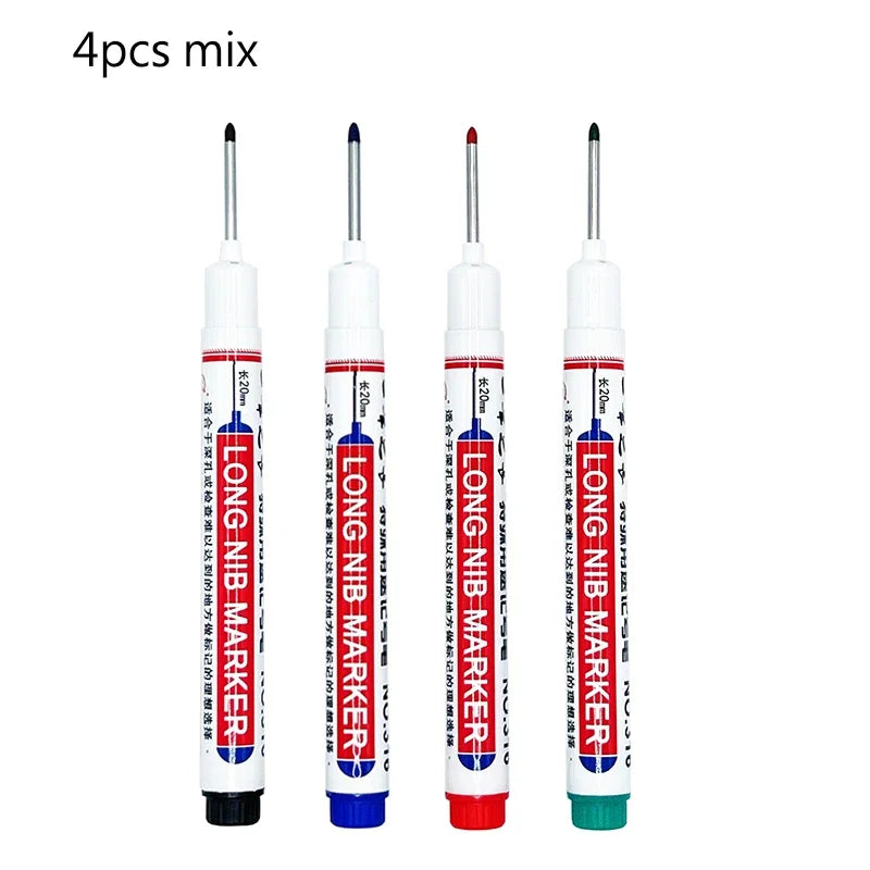 Four Long Nib Marker pens with tips for deep marking on metal and wood