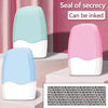 A pink and white roller stamp is shown with a seal of secrecy that can be inked on, set against a pink background.