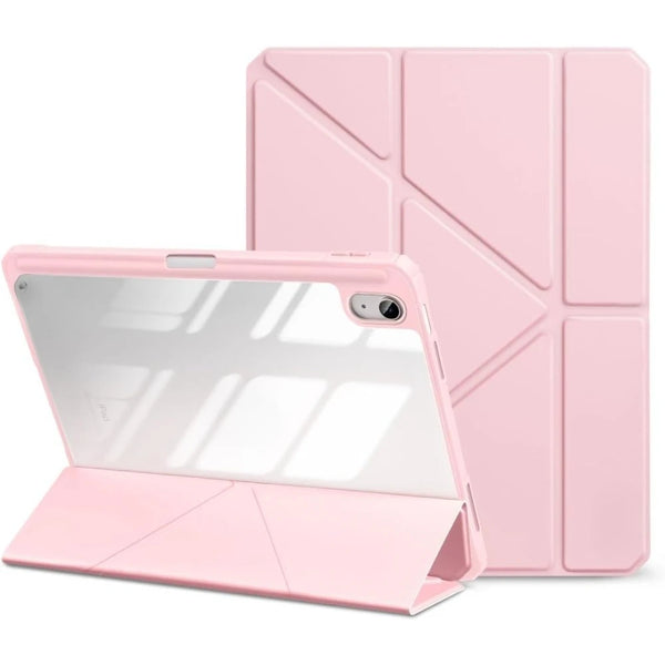 Una funda protectora universal rosa para iPad de Apple junto con su cubierta protectora rosa a juego.