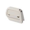 A white mini ceramic box cutter with an auto-retractable blade shown from the side.