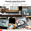 A magnetic phone holder designed to attach a smartphone to a laptop or monitor for convenient viewing.