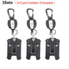 Three sets of tactical ID badge holder keychains with buckles shown side by side.