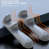 Two white silicone grips designed for comfortable fit on fingers, shown with heat lines.