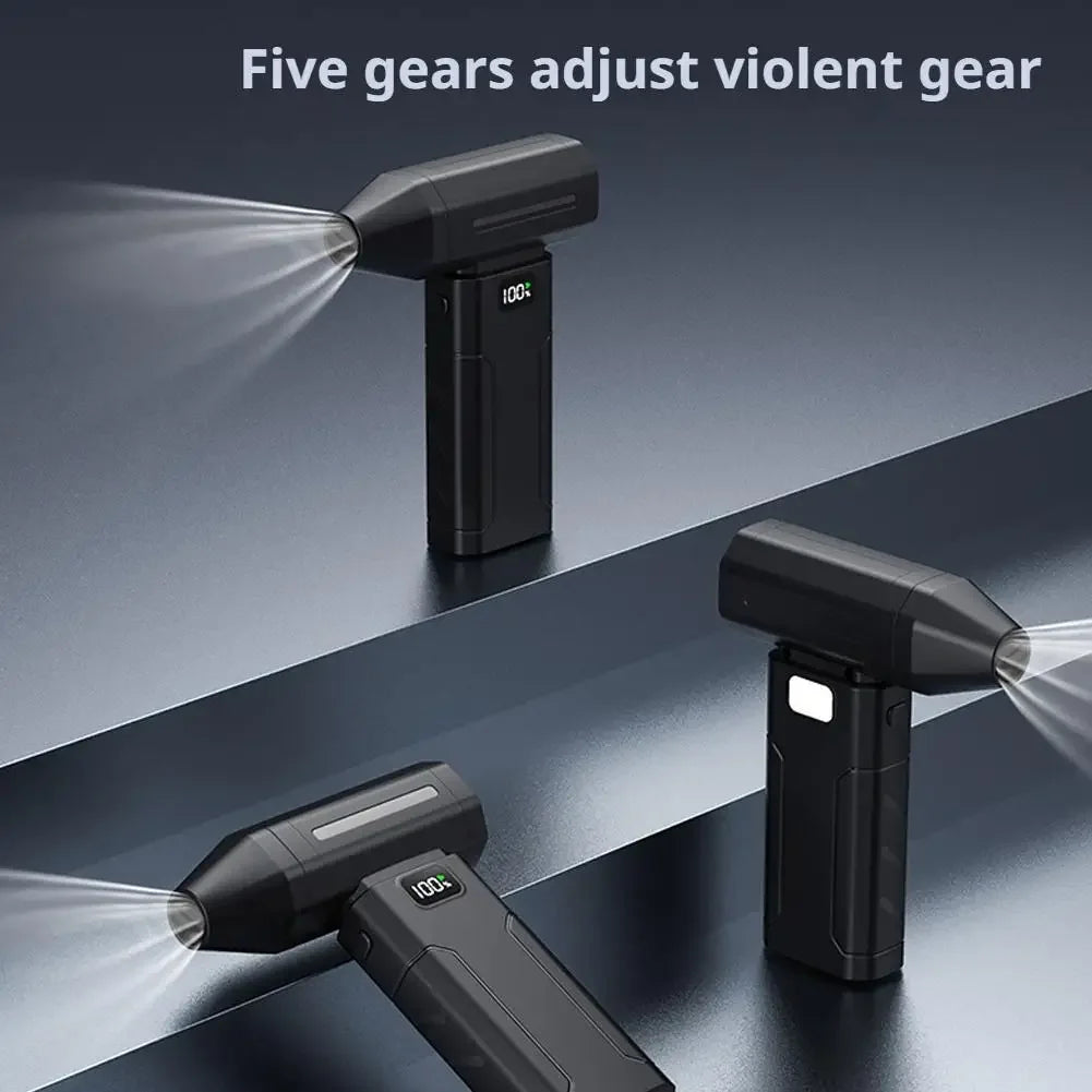 Five gears adjust violent gear air blower device shown in various angles