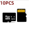 Ten high capacity microSD HC 32GB flash memory cards displayed on a white background.