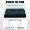 Comparison showing a new type of paper film versus an old type of paper film for pen nib reduction