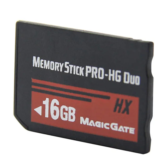 Tarjeta Memory Stick PRO-HG Duo negra de 16GB con marca HX MagicGate.