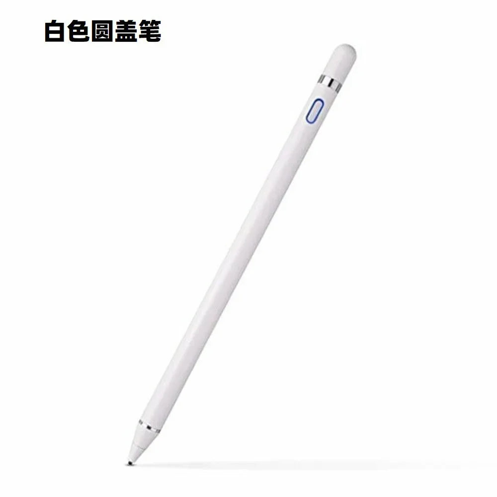 A white stylus pen with a blue tip shown diagonally against a white background.