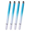 Four blue and white universal stylus pens shown vertically