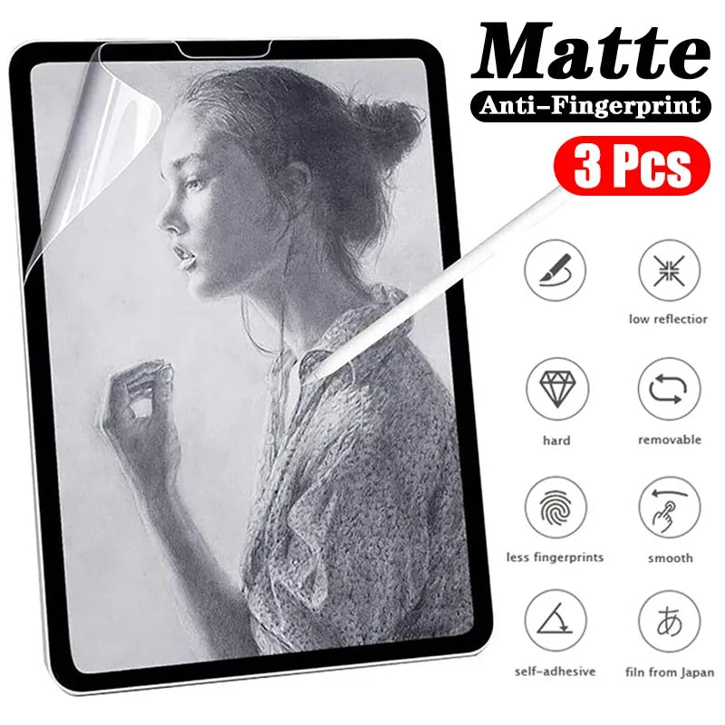 Film protecteur anti-empreintes mat pour iPad, offrant faible réflexion et facilité de retrait