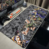 An anime-inspired XXL gaming mouse pad featuring detailed artwork of fighting characters and a non-slip rubber base.