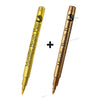 A pair of metallic brush pen markers shown next to each other.