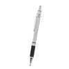 Silver metal mechanical pencil with a black grip and a 2.0 lead core.