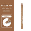 A brown needle pen with a gold tip, showing the ink level 0.1.