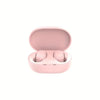 Estuche rosa para auriculares inalámbricos Bluetooth, mostrado abierto.
