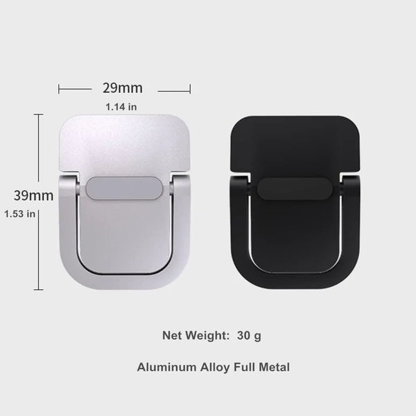 Support portable clavier d'ordinateur portable en alliage d'aluminium argent et noir, dimensions 29x39 mm.