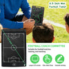 An 8.5-inch mini football tablet is shown being used outdoors for coaching, displaying a field diagram.