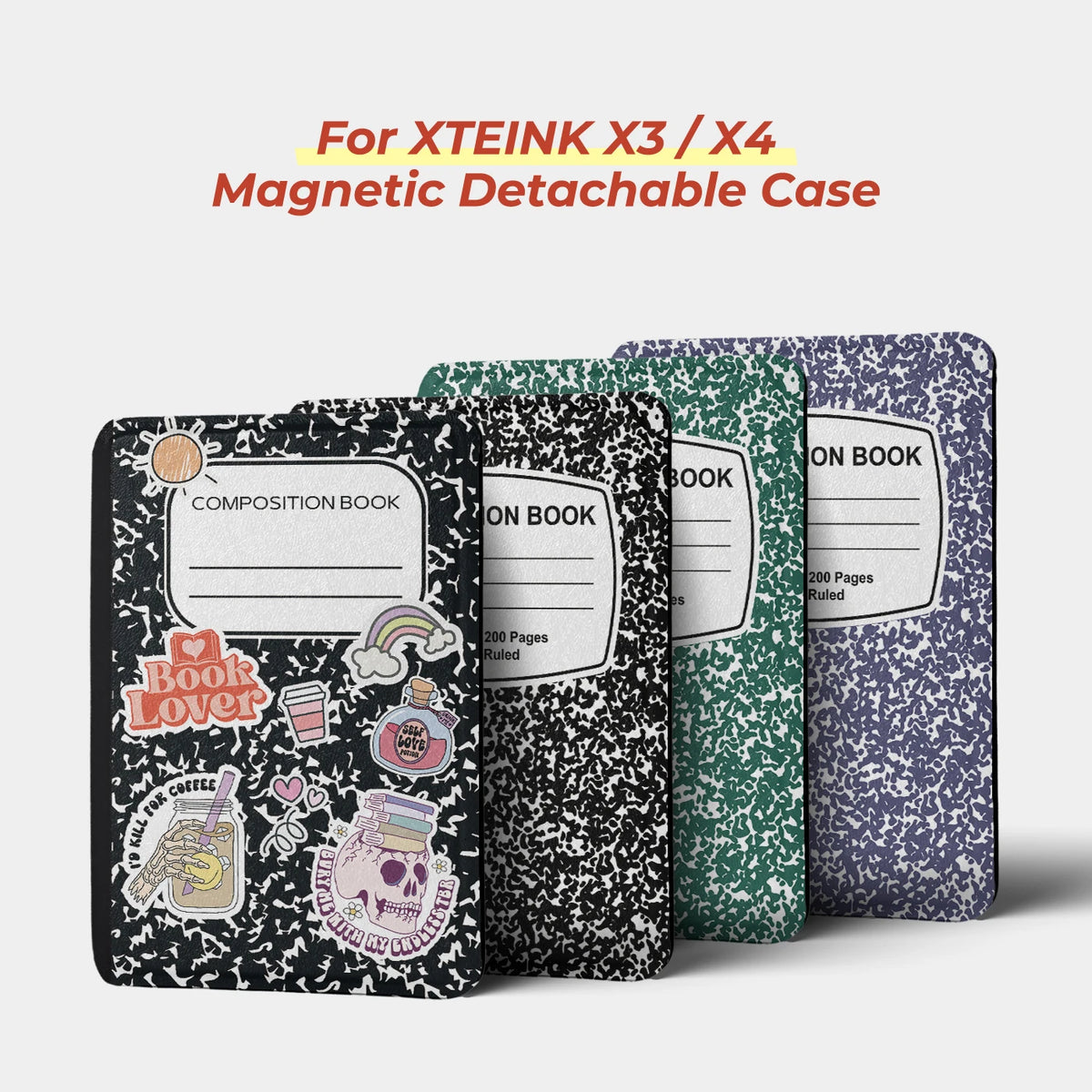 Étui magnétique amovible pour carnet de composition XTEINK X3/X4 avec design Amoureux des livres.