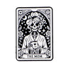 Black and white enamel pin featuring a skull design with roses and the text THE MOM