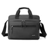 A black Oxford cloth crossbody briefcase for men with a laptop compartment shown from the front.