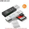 A set of two USB 3.0 SDXC card readers and a flash drive are shown on a white background.